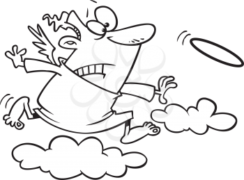Royalty Free Clipart Image of an Angel Chasing His Halo