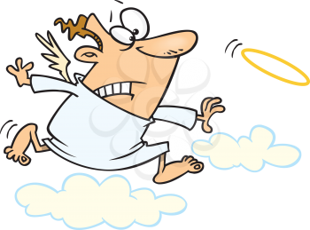 Royalty Free Clipart Image of an Angel Chasing His Halo