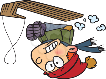 Royalty Free Clipart Image of a Child Flipping Over on a Toboggan