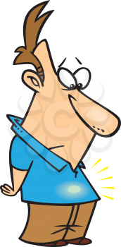 Royalty Free Clipart Image of a Guy With an Inner Glow in His Stomach