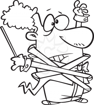 Royalty Free Clipart Image of a Musical Director With His Arms Tied