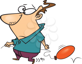 Royalty Free Clipart Image of a Man With a Deflating Balloon