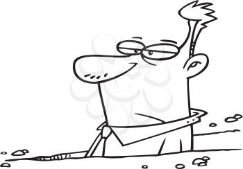 Royalty Free Clipart Image of a Guy in a Rut