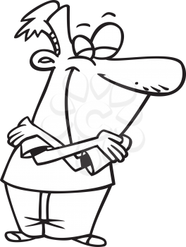 Royalty Free Clipart Image of a Guy Hugging Himself