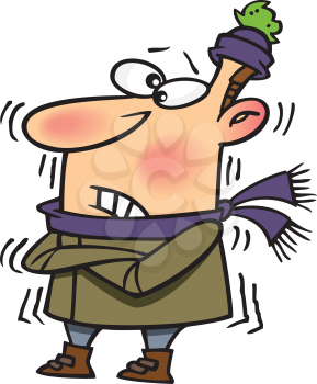 Royalty Free Clipart Image of a Shivering Guy