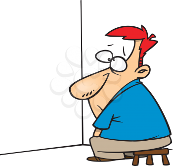 Royalty Free Clipart Image of a Guy Sitting in a Corner