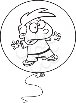 Royalty Free Clipart Image of a Kid Trapped in a Balloon