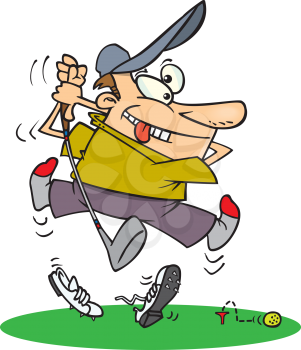 Royalty Free Clipart Image of a Golfer Making a Bad Drive