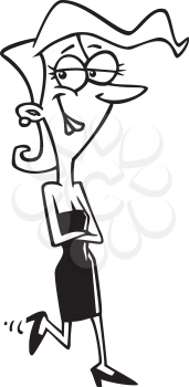 Royalty Free Clipart Image of a Woman in a Black Cocktail Dress