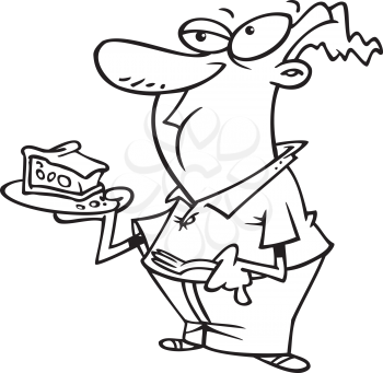 Royalty Free Clipart Image of a Man Eating Pie