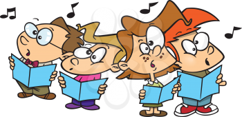 Royalty Free Clipart Image of a Group of Children Singing