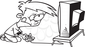 Royalty Free Clipart Image of a Kid Playing Video Games