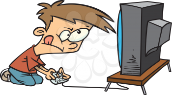 Royalty Free Clipart Image of a Kid Playing Video Games
