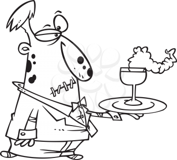 Royalty Free Clipart Image of a Creepy Waiter