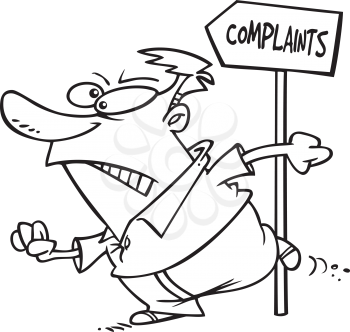 Royalty Free Clipart Image of an Angry Man Going to the Complaints Department