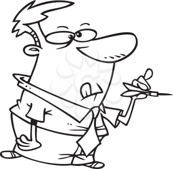 Royalty Free Clipart Image of a Guy Playing Darts