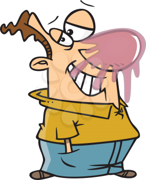 Royalty Free Clipart Image of a Man With Pink Gum on His Nose