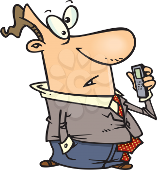 Royalty Free Clipart Image of a Man Talking Into a Dictaphone