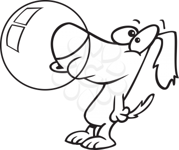 Royalty Free Clipart Image of a Dog Blowing a Bubble