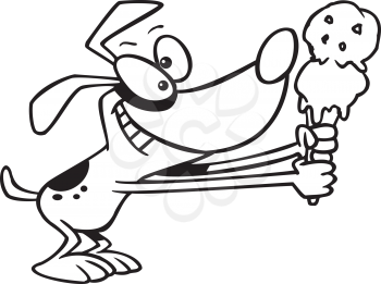 Royalty Free Clipart Image of a Dog With a Double Scoop Ice Cream Cone