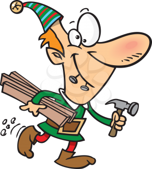 Royalty Free Clipart Image of an Elf Worker