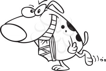 Royalty Free Clipart Image of a Dog With Briefs in Its Mouth