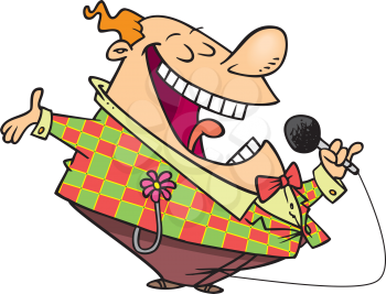 Royalty Free Clipart Image of a Guy With a Microphone