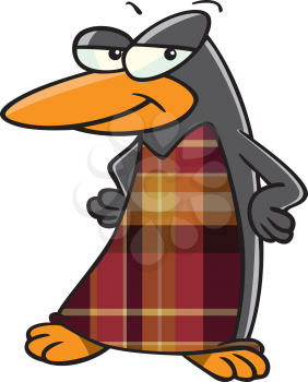 Royalty Free Clipart Image of a Penguin With a Tartan Front