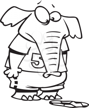 Royalty Free Clipart Image of an Elephant With a Flattened Soccer Ball