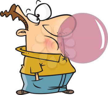 Royalty Free Clipart Image of a Guy Blowing a Bubble