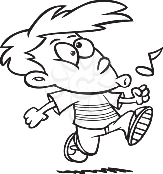 Royalty Free Clipart Image of a Whistling Boy