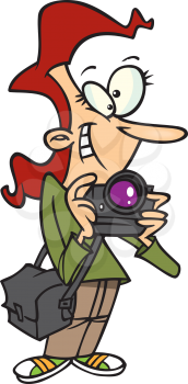Royalty Free Clipart Image of a Female Photographer