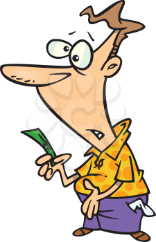 Royalty Free Clipart Image of a Guy Holding a Dollar