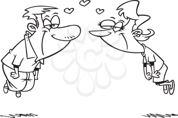 Royalty Free Clipart Image of a Couple Floating in Love