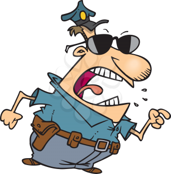 Royalty Free Clipart Image of an Angry Cop