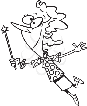 Royalty Free Clipart Image of a Woman With a Magic Wand