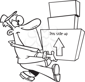Royalty Free Clipart Image of a Mover Carrying Boxes