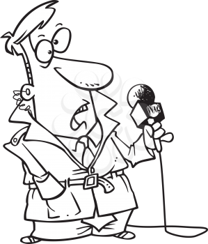 Royalty Free Clipart Image of a Man Giving a News Report