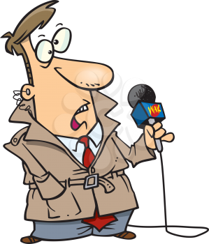 Royalty Free Clipart Image of a Man Giving a News Report