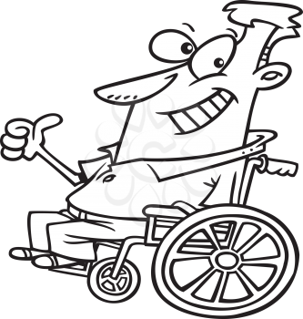 Royalty Free Clipart Image of a Man in a Wheelchair Giving a Thumbs Up