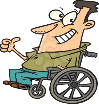 Royalty Free Clipart Image of a Man in a Wheelchair Giving a Thumbs Up