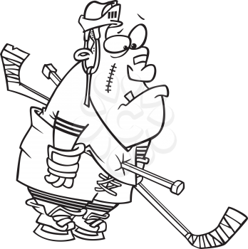 Royalty Free Clipart Image of a Hockey Player With a Stick in Him