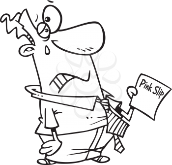 Royalty Free Clipart Image of a Guy With a Pink Slip