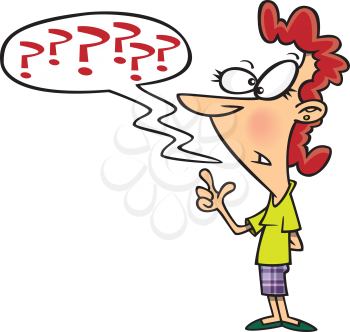 Royalty Free Clipart Image of a Woman With Questions