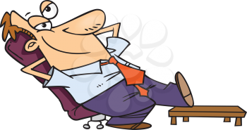 Royalty Free Clipart Image of a Guy Relaxing in a Chair With His Foot on a Table