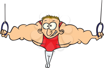 Royalty Free Clipart Image of a Strong Man on the Rings