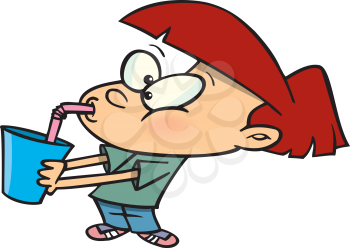 Royalty Free Clipart Image of a Child Drinking Out of a Straw