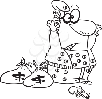 Royalty Free Clipart Image of a Thief With Holes in Him and His Hands