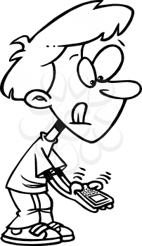Royalty Free Clipart Image of a Kid Texting