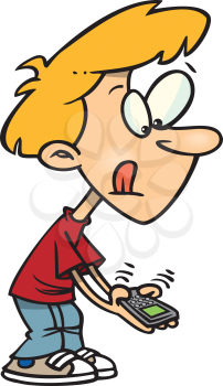 Royalty Free Clipart Image of a Boy Texting